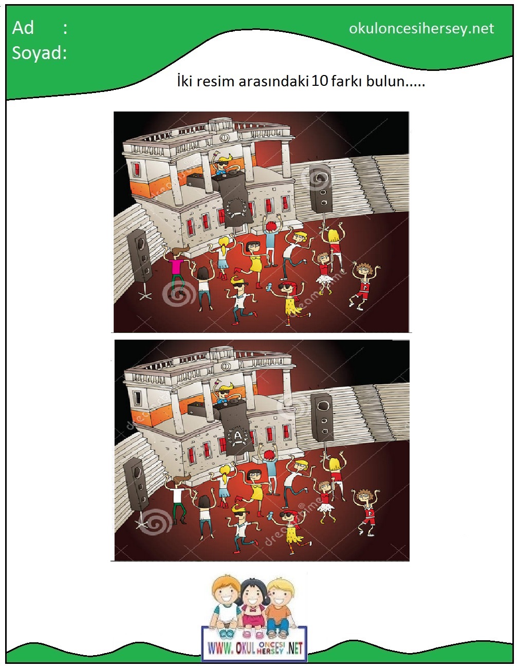 okul öncesi İki Resim Arasındaki Farkı Bul